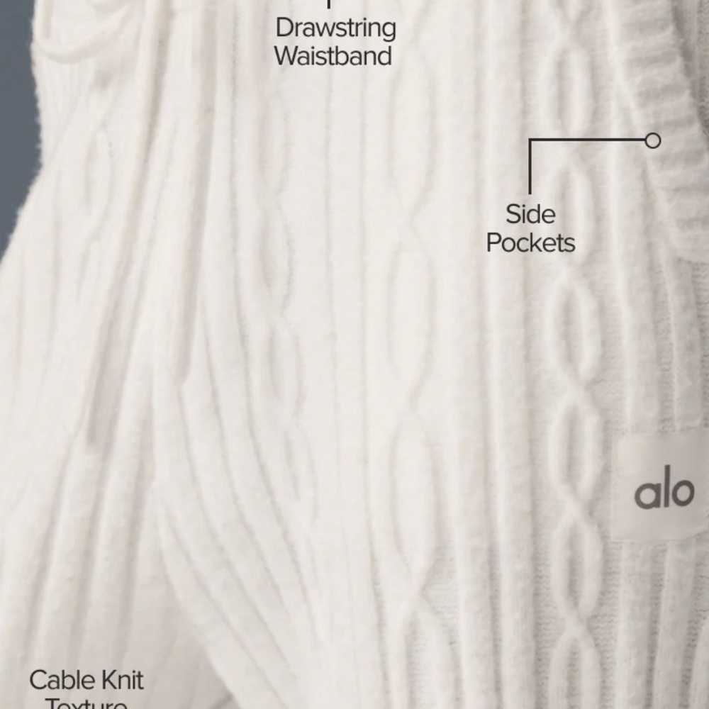 ALO Yoga White Cable Knit Pants - Picture 4 of 10